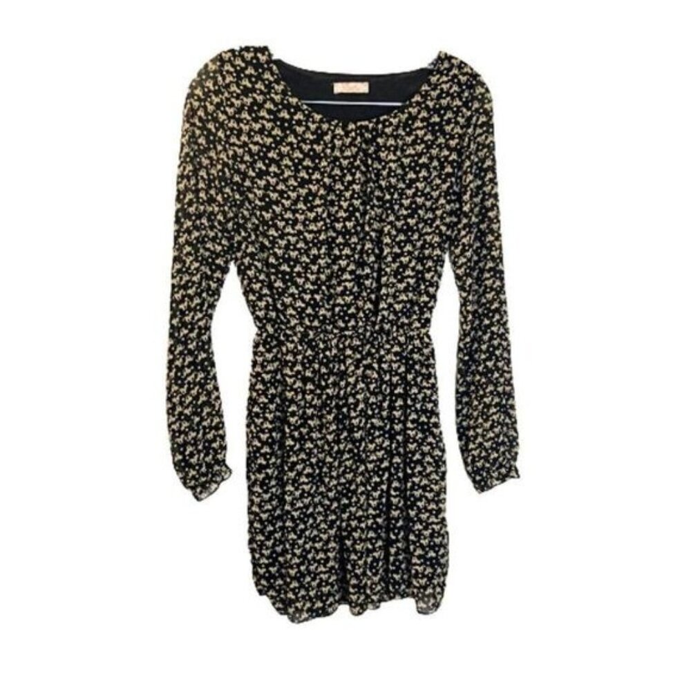 Women's‎ Rounded Neck Flounce Long Sleeve Short Dress